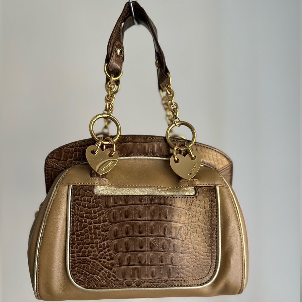 Lovecat Paris Leather Mini Satchel Handbag Croc Charms